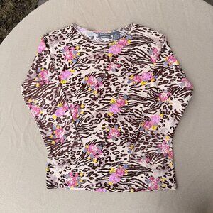 Vintage Y2K Leopard Floral Beaded Long Sleeve NWT